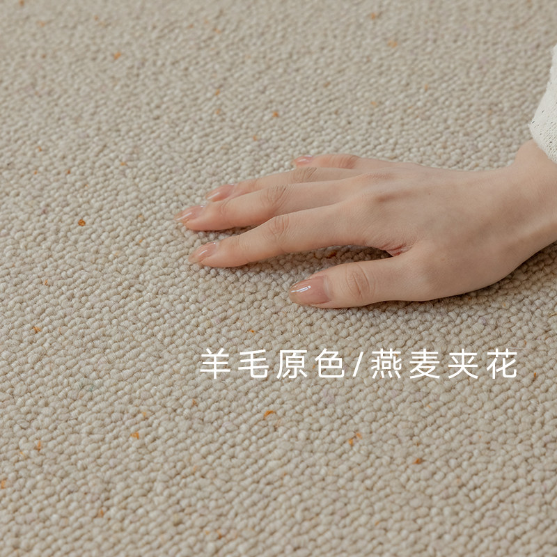 羊毛原色地毯彩点进口客厅纯色卧室满铺定制高级现代轻奢中古大宅
