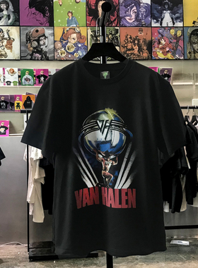 范海伦乐队Van Halen band摇滚t恤欧美潮牌圆领宽松短袖大力士男