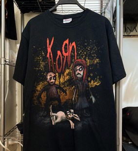街头vibe复古oldschool高街hiphop嘻哈短袖 T恤 KORN美式 纯棉重磅
