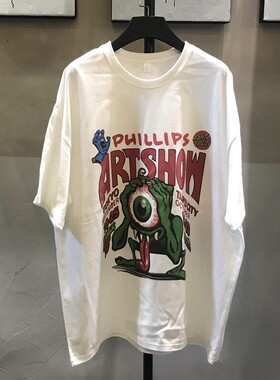 个性t恤吉姆菲利普斯jimphillips印花潮牌落肩袖重磅大眼短袖男女