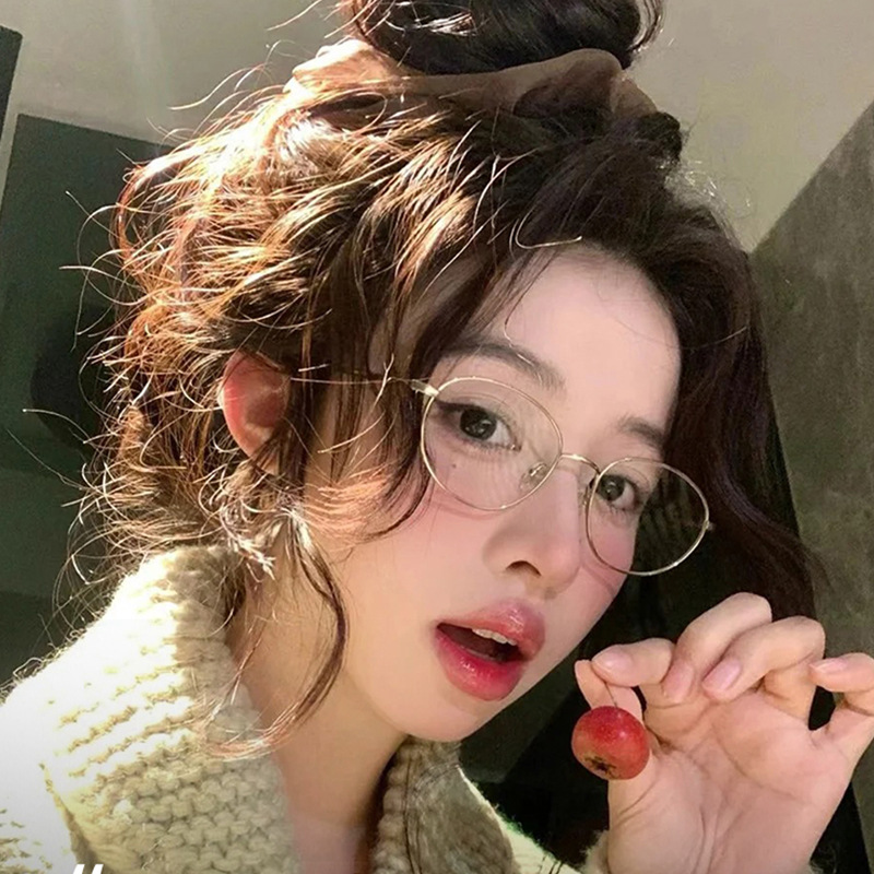 超轻小红书同款EDELL金丝椭圆形钛架眼镜框女可配有度数眼镜散光