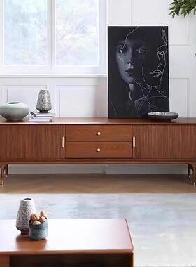 中古实木电视柜客厅北欧复古轻奢风格简约设计师电视机柜茶几组合