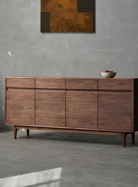 北美黑胡桃实木餐边柜客厅收纳玄关柜简约现代原木卧室储藏侘寂风