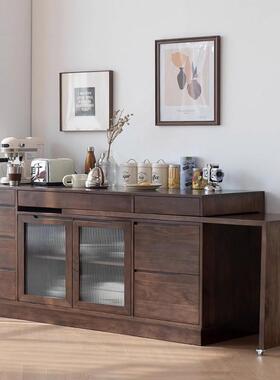 北欧实木餐边柜餐桌一体小户型吧台柜矮柜伸缩折叠可旋转餐桌椅组