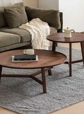 北欧轻奢黑胡桃木茶几小户型客厅家用时尚简约异形现代云朵茶几