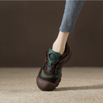 丑萌青绿~丨ONGYSL丨复古运动鞋2025新款老爹鞋女鞋厚底真皮板鞋