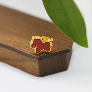 QL07455 百搭DIY项链配件 时尚 18k金红玛瑙小马吊坠马年限定款