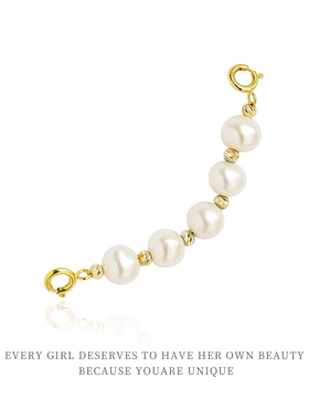 正品18k金五珠延长链高级感珍珠轻奢小众送妈妈送礼【QL06143】