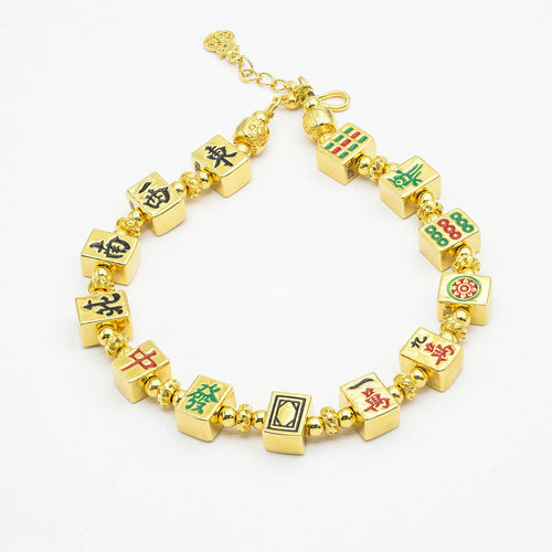 新款18k金麻将手链女送老婆礼物