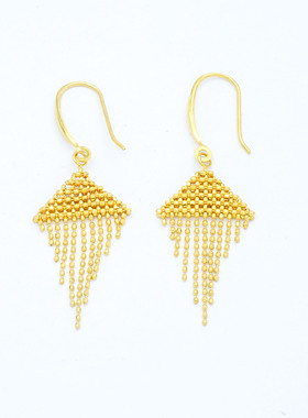 爆款18k金流苏米珠耳钩耳饰女百搭经典款（对）【WT0445】不脱模