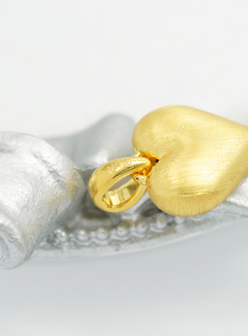 【店铺专属】通体18k金拉丝爱心吊坠百搭DIY项链配件【QL07399】