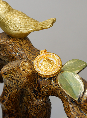 18K金白贝黄财神罗盘吊坠女款轻奢时尚百搭DIY配件【QL07486】