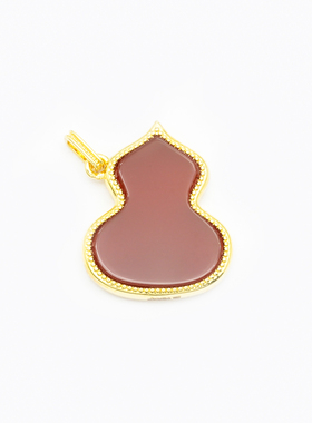 正品18K金红玛瑙葫芦项链吊坠女时尚百搭diy配件不脱模【WT0261】