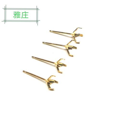手工纯银镀黄金锆石耳钉空托