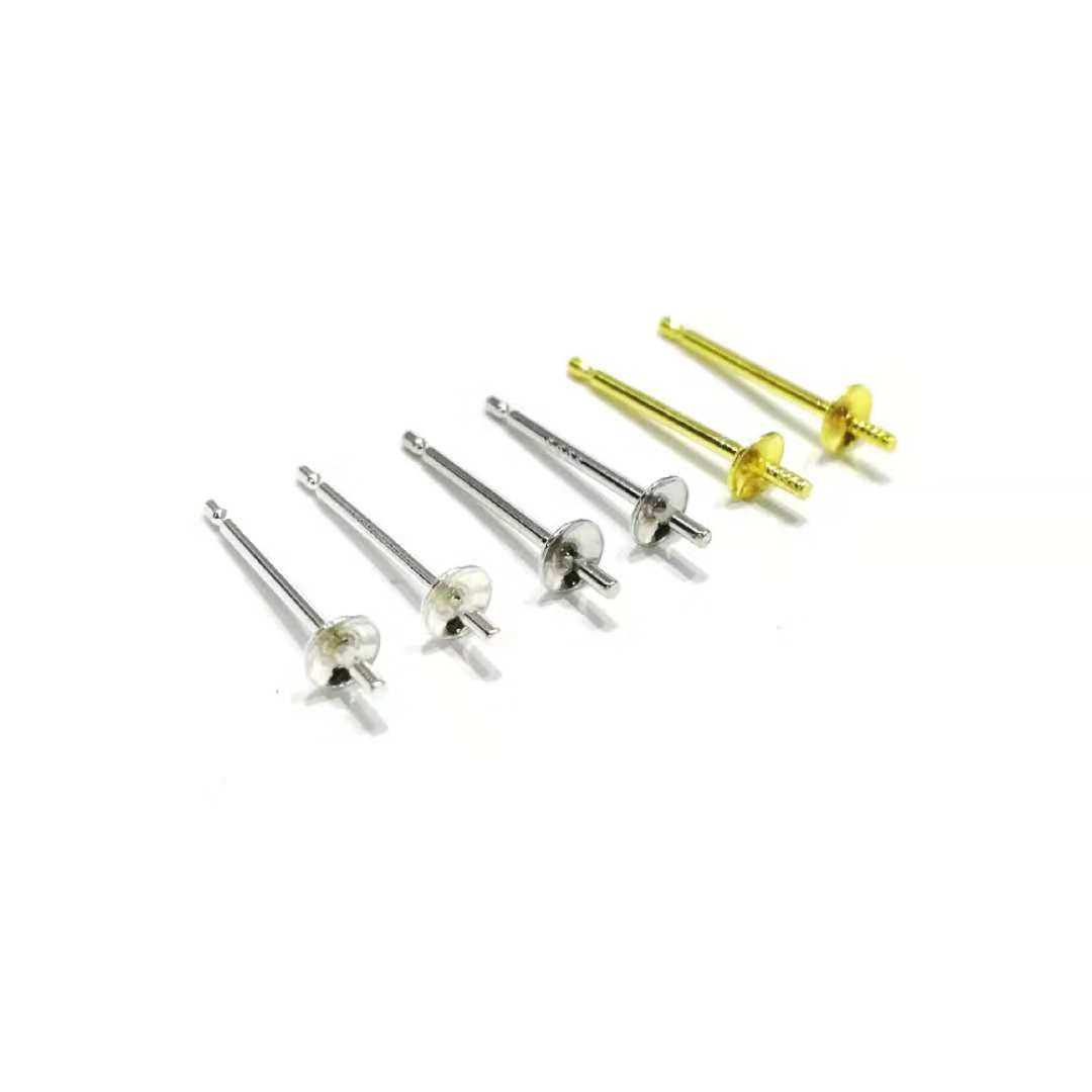 耳钉配件雅庄纯银镶嵌单孔珍珠