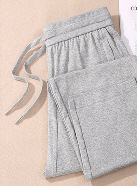 夏季薄款运动裤女2025款浅灰色高腰直筒休闲卫裤宽松百搭女装长裤