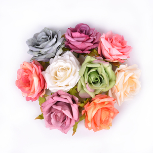 6cm森系卷邊仿真玫瑰花頭 飾 家居婚慶花墻裝 DIY手工胸花花環(huán)材料