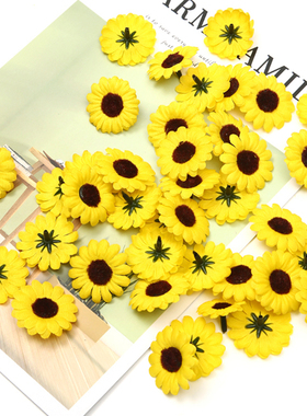 森系小雏菊花朵diy手工假花太阳花仿真花花头发夹新娘头饰装饰3cm