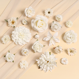 白色系仿真花假花花朵发饰服饰材料 diy手作配件汉服簪花头饰材料