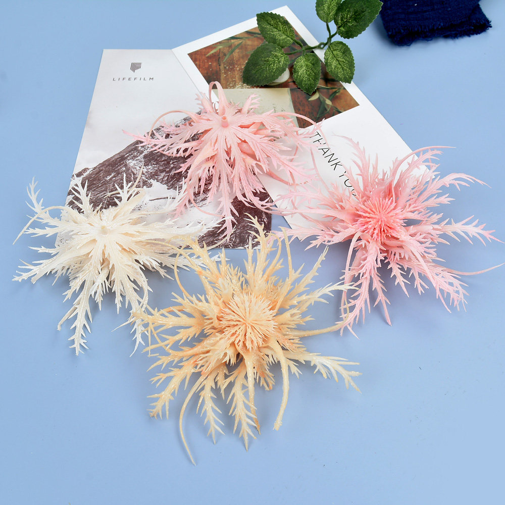 仿真海胆花植绒蟹爪菊针假花朵diy头饰 婚庆装饰家居摆设塑料花艺