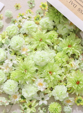 绿色系组合花朵材料包 仿真花 假花 diy手工花环簪花裙撑装饰配件