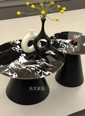 铁艺茶几组合北欧轻奢仿大理石桌子圆形角几现代简约客厅沙发边几