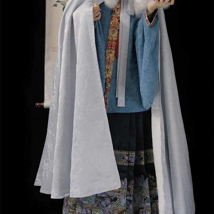 汉服斗篷加绒加厚提花古风新中式