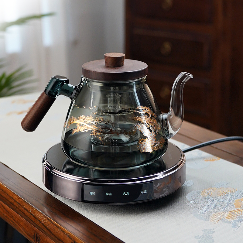 2025新款加厚耐高温玻璃泡茶壶茶水分离大容量电陶炉煮茶茶具套装