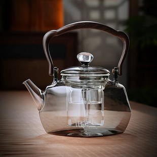 全度提梁茶壶加厚耐高温玻璃大容量蒸煮两用茶器电陶炉家用养生壶