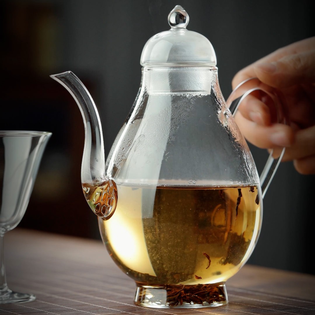 日式仿宋点茶玻璃茶壶绿花茶专用泡茶器执壶带滤网可加热茶具套装