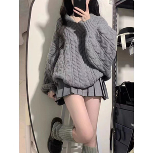 秋冬装搭配一整套高级感炸街小个子甜辣慵懒风毛衣百褶裙两件套装