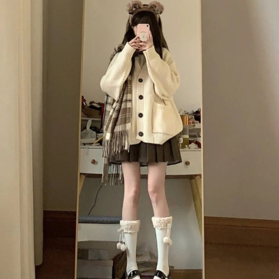 聚脂纤维2023慵懒风套装裙