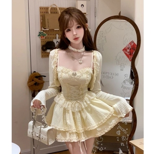 两件套装 开衫 吊带公主连衣裙 春秋收腰显瘦设计感纯欲千金风法式