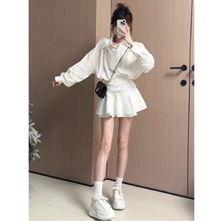 假两件长袖衬衫连衣裙女装春秋小个子法式气质短绝美穿搭雪纺短裙