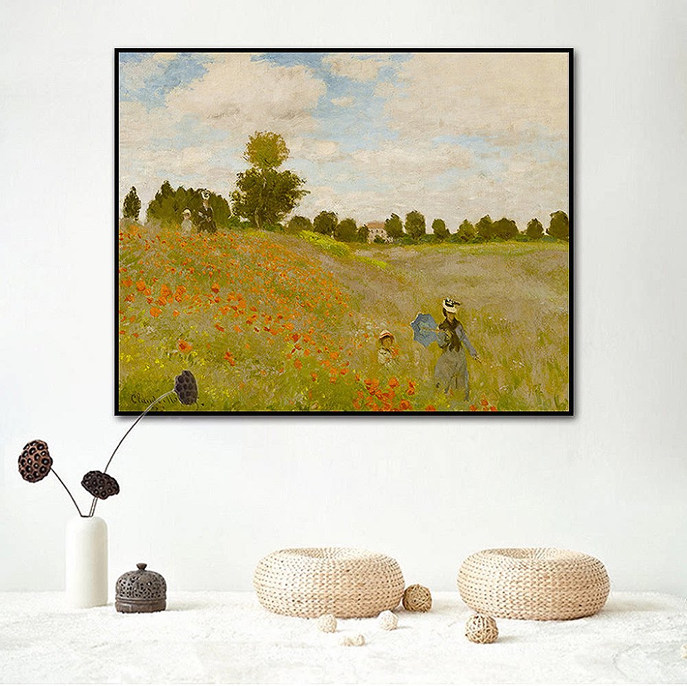 莫奈野罂粟花田印象名画diy数字油彩画客厅生日礼物文化卧室意境
