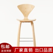 北欧吧台椅高脚凳现代实木高脚椅子家用吧凳酒吧椅咖啡厅餐椅吧椅