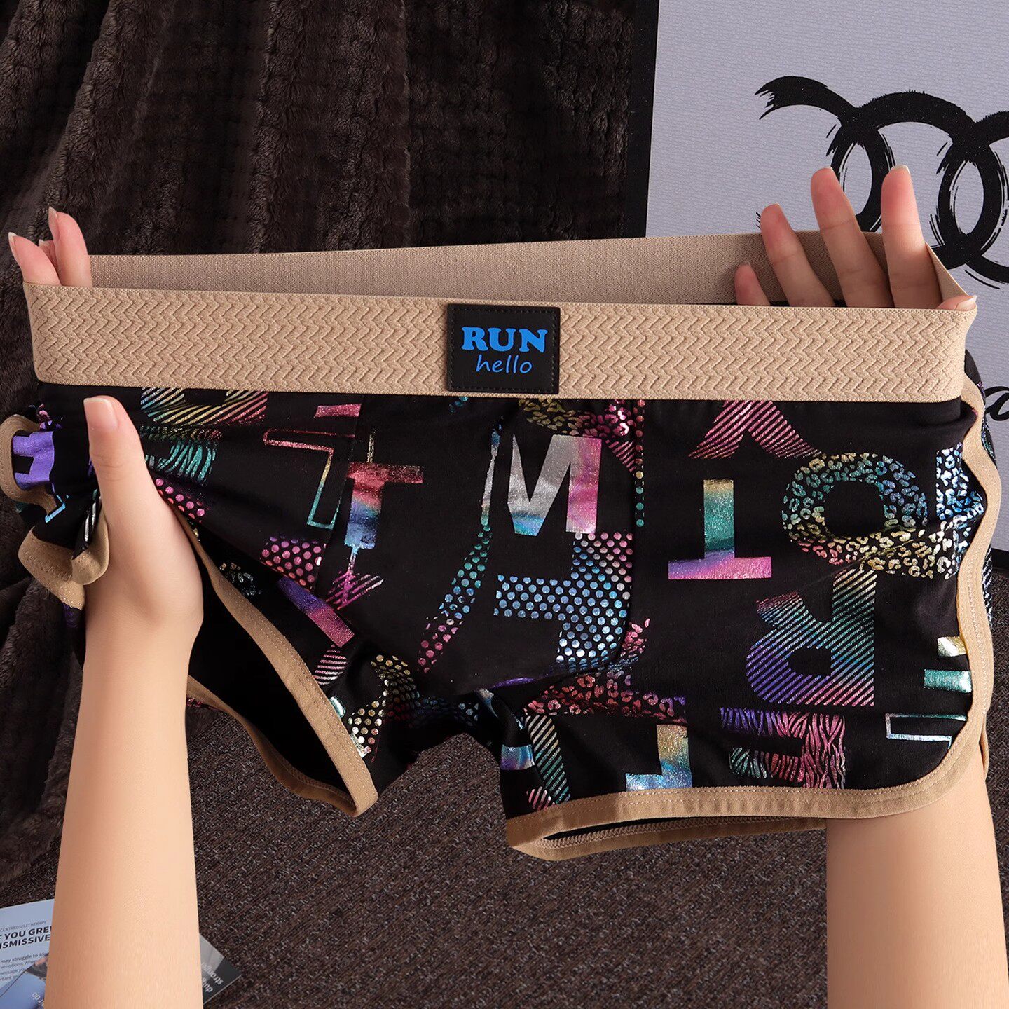 男士内裤纯棉个性美式复古民族风男生四角印花裤衩男款平角短裤头