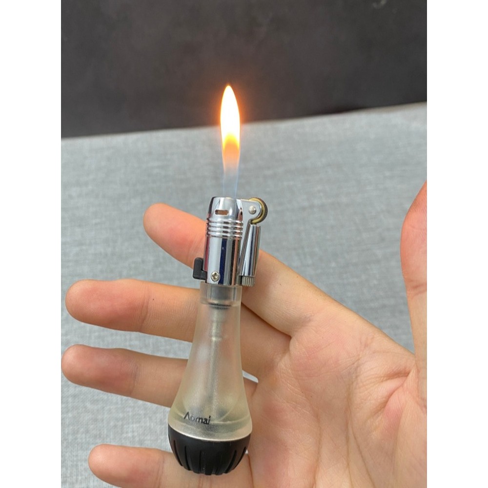 奥麦7103砂轮明火打火机定火锁火透明大气箱耐用充气款打火机新款