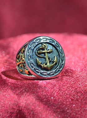 钛钢戒指海军风船锚首饰品送战友