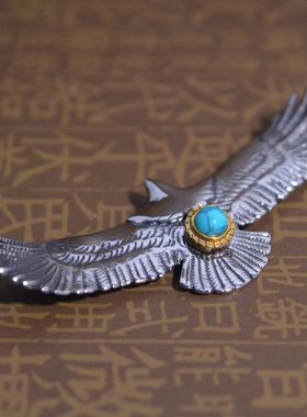 钛钢民族风配饰绿松石宽面吊坠