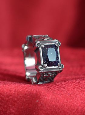 做旧宝石配饰圣经十字架钛钢戒指