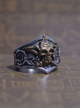 男士骷髅头爱情恶魔钛钢学生戒指