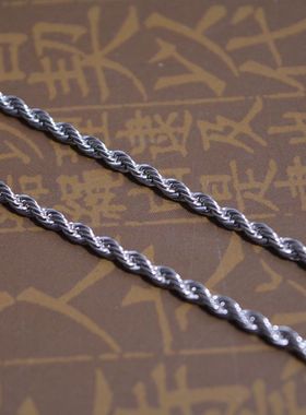 精钢机织欧美时尚麻花配链男士霸气配饰保色耐磨多规格多长度钛钢