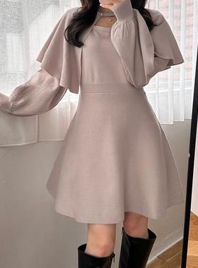 【日本GRL官网代购包邮】2件套斗篷+针织喇叭迷你连衣裙[mb1563]