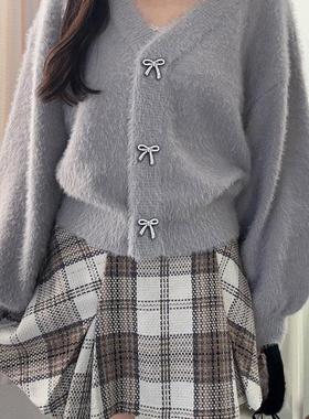 【日本GRL官网代购包邮】日系女装珠饰丝带羽毛针织开衫[kz600]