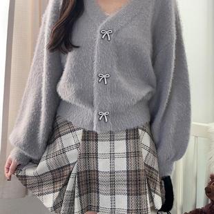 【日本GRL官网代购包邮】日系女装珠饰丝带羽毛针织开衫[kz600]