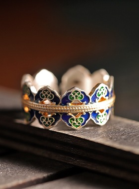 国潮足银999宝相花戒指