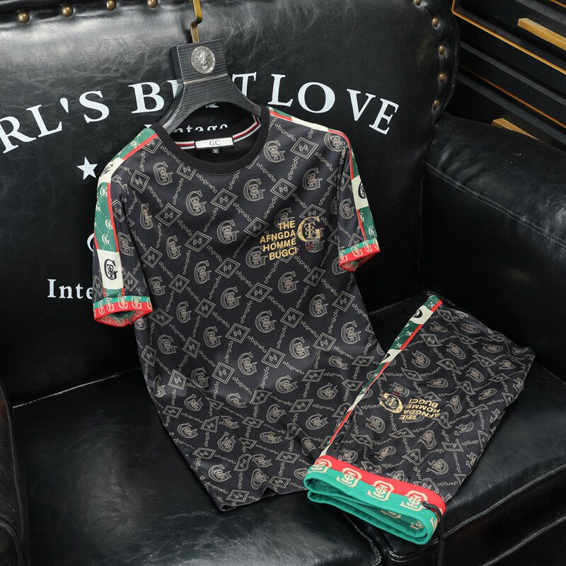 到5XL高端男士圆领短袖短裤运动休闲套装可单卖QT6012DK9938P180，男装休闲套装，阿丰达