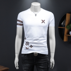 2025假模夏季新品质丝光棉男潮流短袖T恤 QT6012AFD61002T-P70,男装T恤,阿丰达