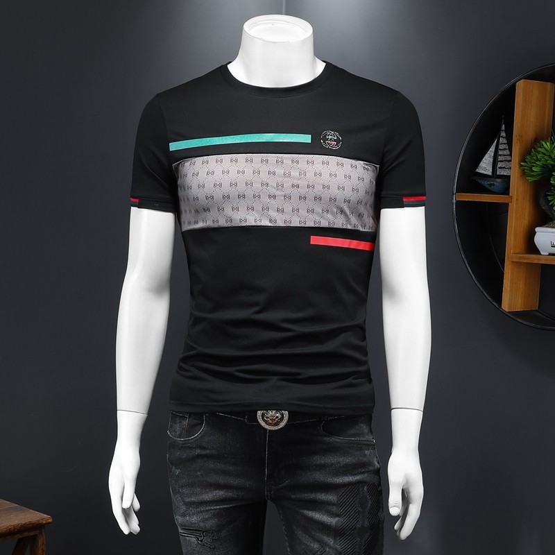 2025假模新款高端品质丝光棉男潮流短袖T恤QT6012AFD7010-1TP70，男装T恤，阿丰达